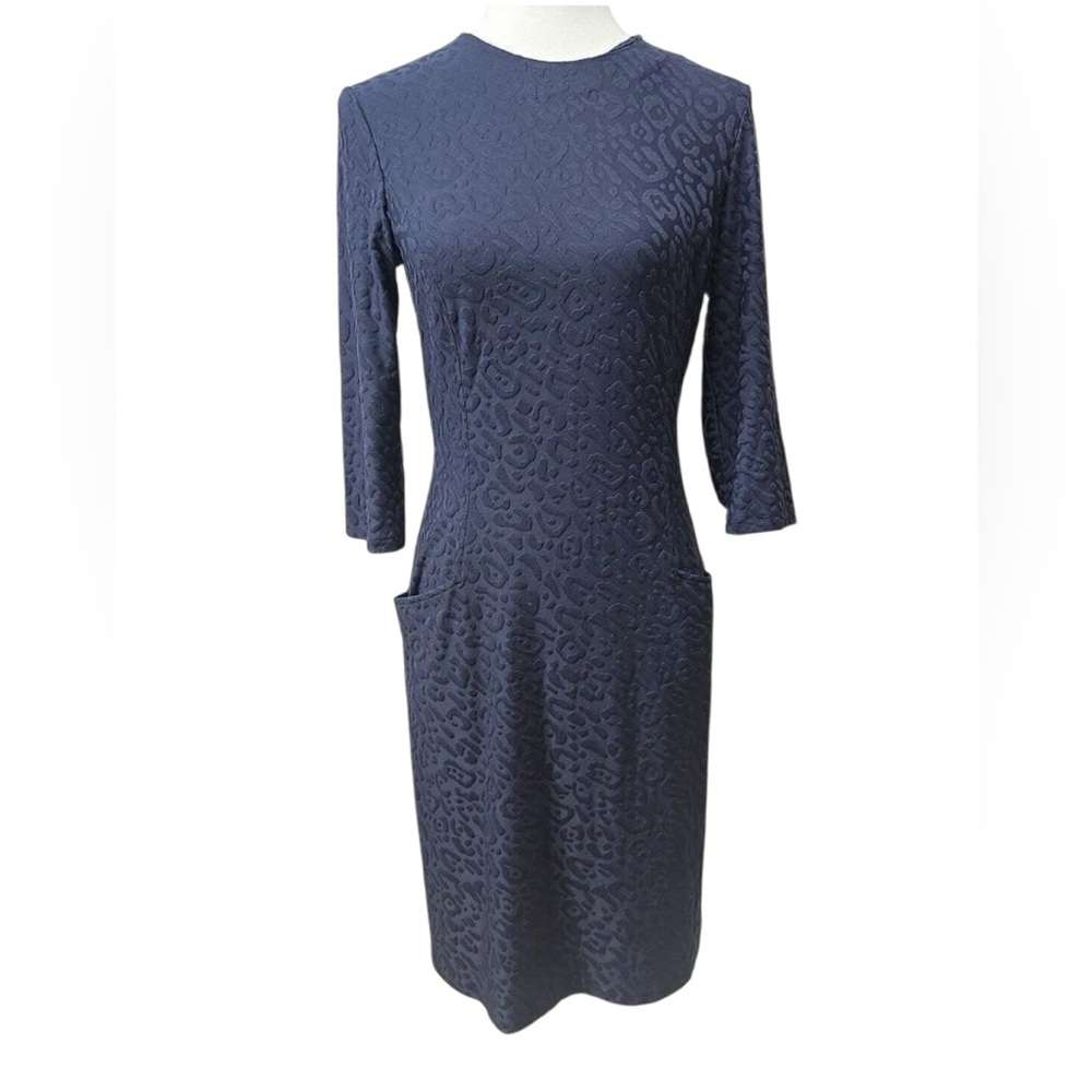 J. McLaughlin Catalyst Dress S Navy‎ Leopard Textured (C511)